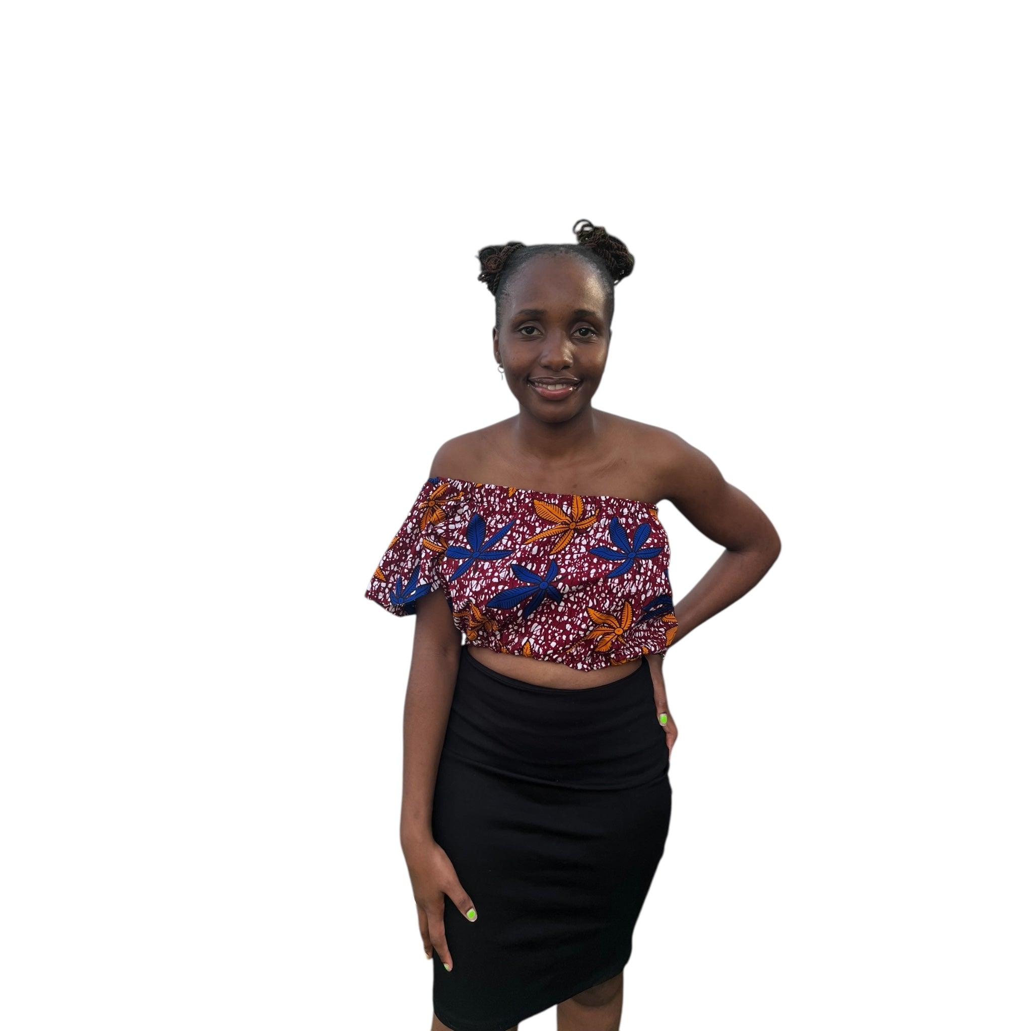 Crop offshoulder top - Colourful Maroon