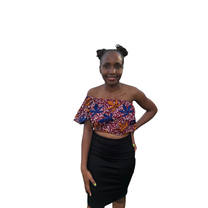 Crop offshoulder top - Colourful Maroon