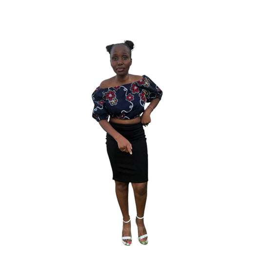 Crop offshoulder top - Navy Blue