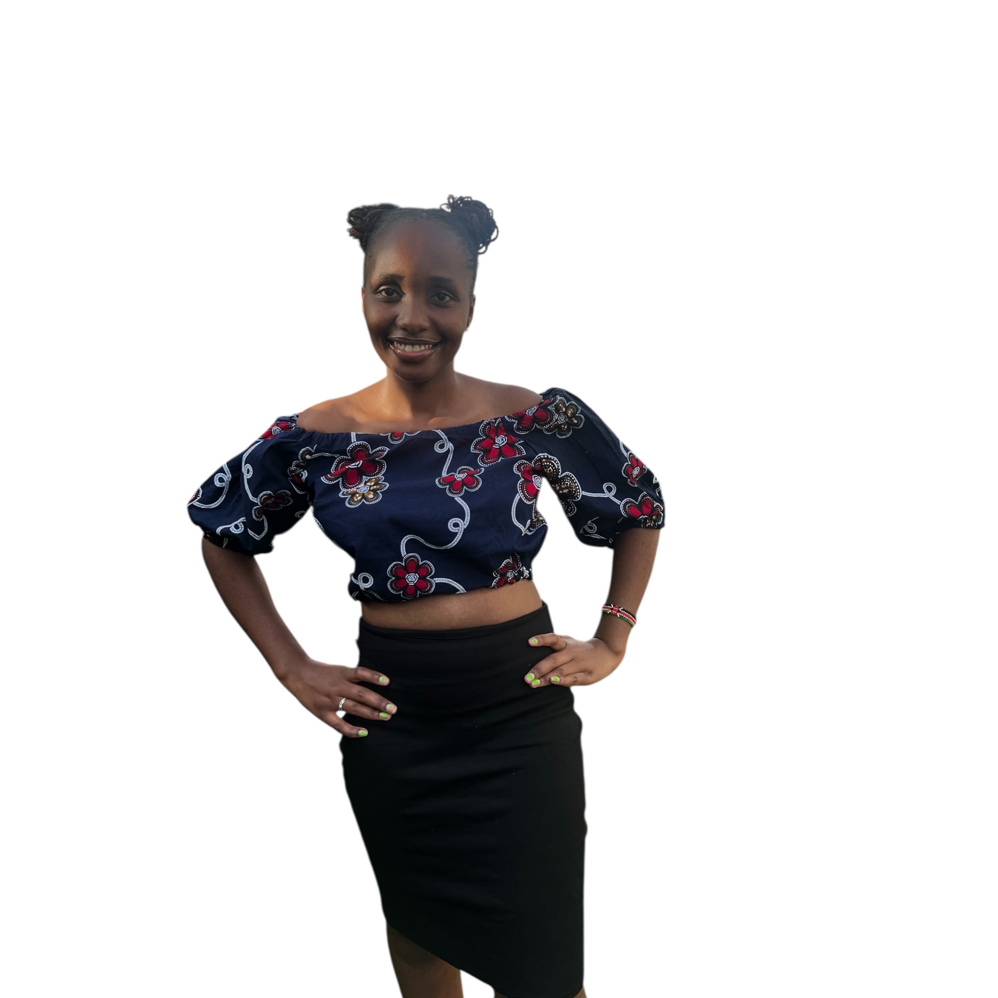 Crop offshoulder top - Navy Blue