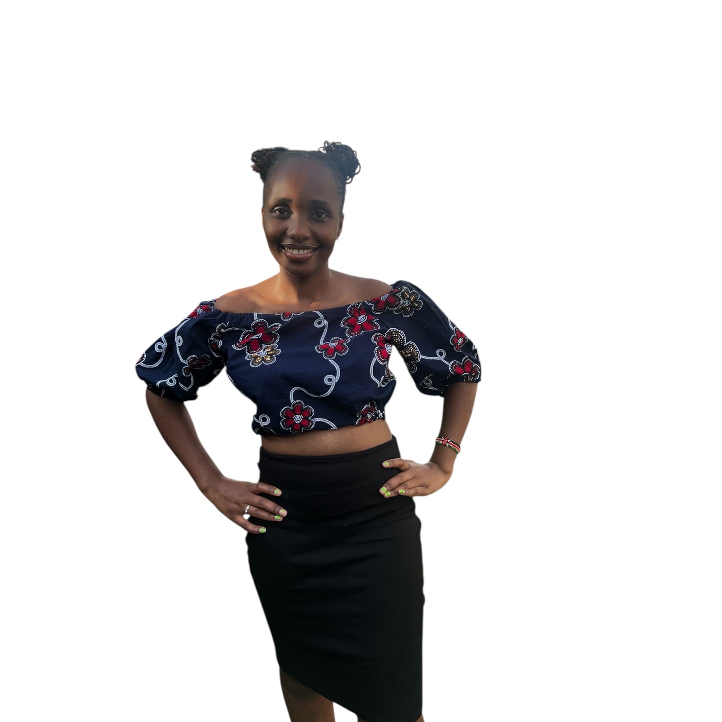 Crop offshoulder top - Navy Blue