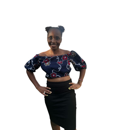 Crop offshoulder top - Navy Blue