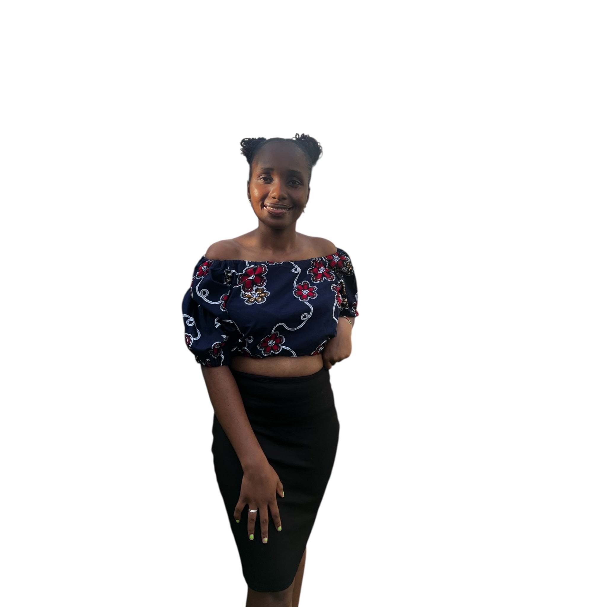 Crop offshoulder top - Navy Blue